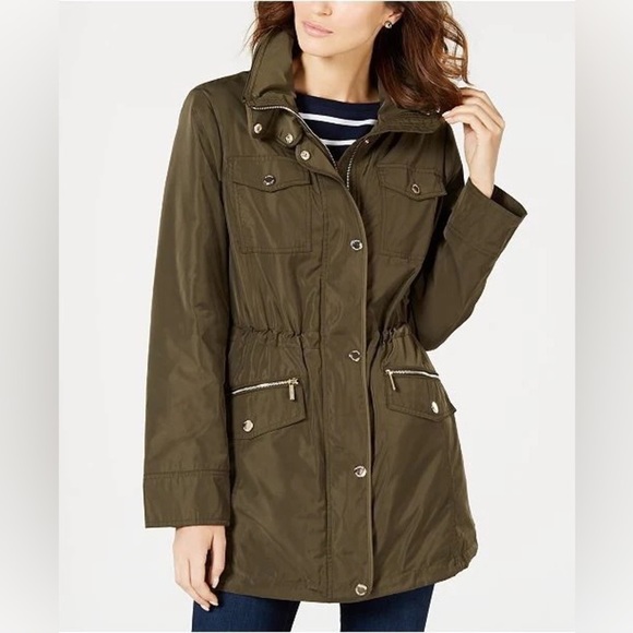 MICHAEL KORS WOMENS HOODED ANORAK JACKET SMALL DARK LODEN GREEN - Picture 9 of 17
